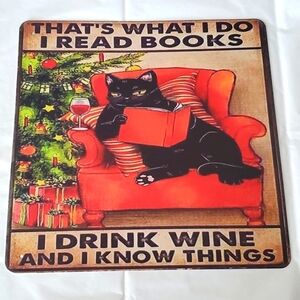 🍒NWT CAT ATTITUDE METAL SIGN